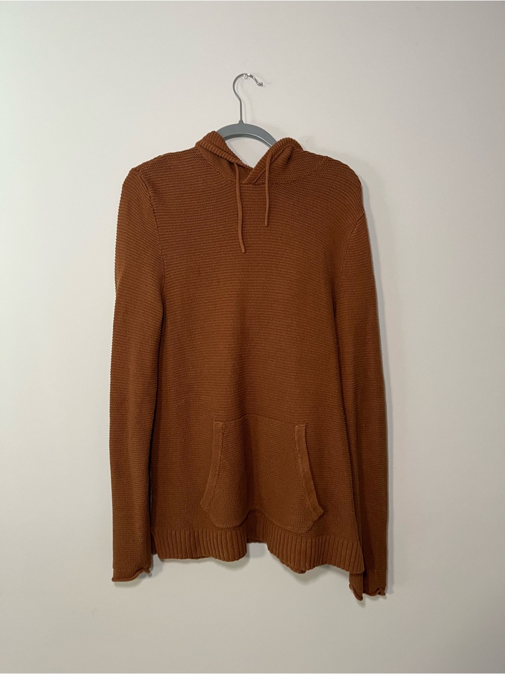 Men's Crewneck Hoodie Sweater in Brown Knit